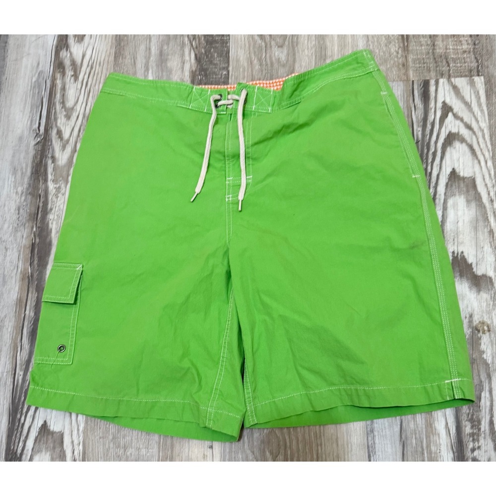 Polo Ralph Lauren Mens Lime Green Swim Trunks‎ Cargo Pocket Mesh Lined Large